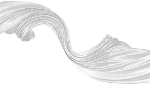 Abstract background of white wavy silk or satin. 3d rendering image. Stock Illustration