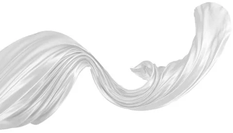 Abstract background of white wavy silk or satin. 3d rendering image. Stock Illustration