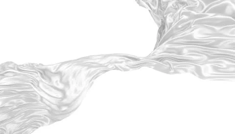 Abstract background of white wavy silk or satin. 3d rendering image. Stock Illustration