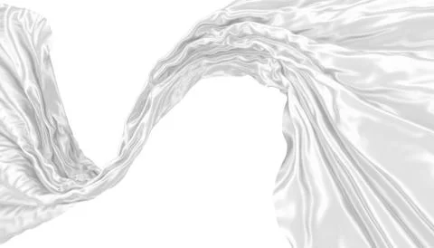 Abstract background of white wavy silk or satin. 3d rendering image. Stock Illustration