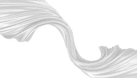 Abstract background of white wavy silk or satin. 3d rendering image. Stock Illustration