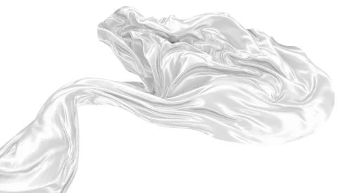 Abstract background of white wavy silk or satin. 3d rendering image. Stock Illustration