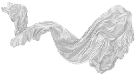 Abstract background of white wavy silk or satin. 3d rendering image. Stock Illustration