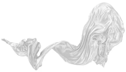 Abstract background of white wavy silk or satin. 3d rendering image. Stock Illustration