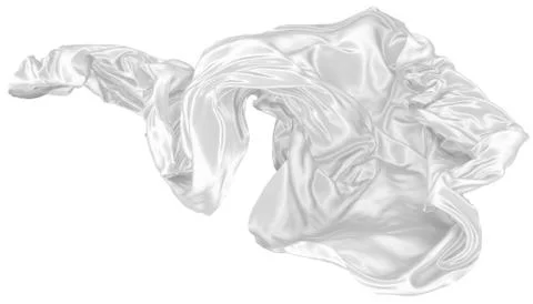 Abstract background of white wavy silk or satin. 3d rendering image. Stock Illustration