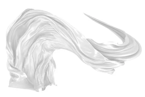 Abstract background of white wavy silk or satin. 3d rendering image. Stock Illustration