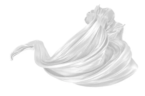 Abstract background of white wavy silk or satin. 3d rendering image. Stock Illustration
