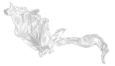 Abstract background of white wavy silk or satin with metal stripes. 3d render Stock Illustration