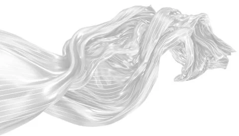 Abstract background of white wavy silk or satin with metal stripes. 3d render Stock Illustration
