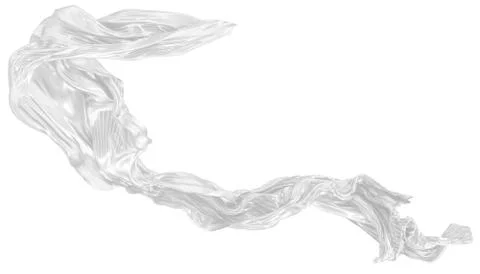 Abstract background of white wavy silk or satin with metal stripes. 3d render Stock Illustration