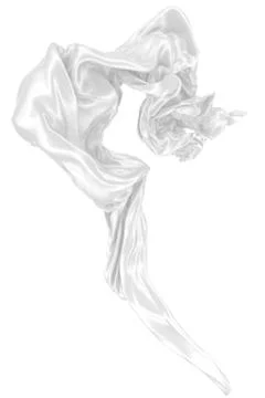 Abstract background of white wavy silk or satin. 3d rendering image. Stock Illustration