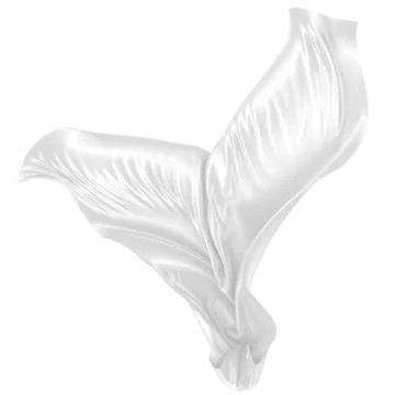 Abstract background of white wavy silk or satin. 3d rendering image. Stock Illustration