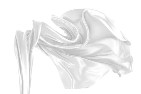 Abstract background of white wavy silk or satin. 3d rendering image. Stock Illustration