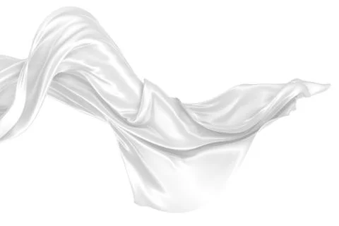 Abstract background of white wavy silk or satin. 3d rendering image. Stock Illustration