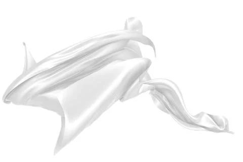 Abstract background of white wavy silk or satin. 3d rendering image. Stock Illustration