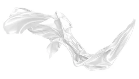 Abstract background of white wavy silk or satin. 3d rendering image. Stock Illustration