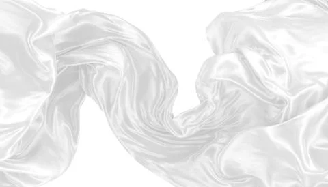 Abstract background of white wavy silk or satin. 3d rendering image. Stock Illustration