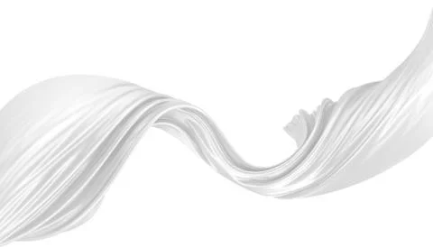 Abstract background of white wavy silk or satin. 3d rendering image. Stock Illustration