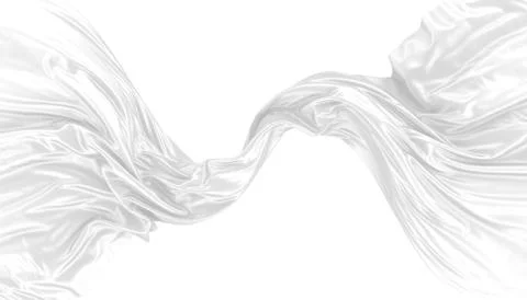 Abstract background of white wavy silk or satin. 3d rendering image. Stock Illustration