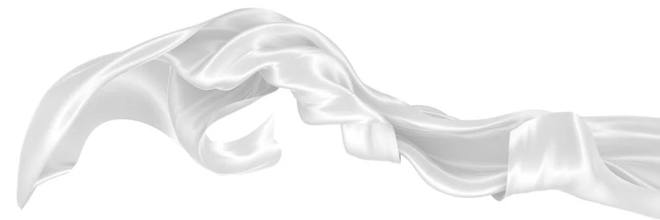 Abstract background of white wavy silk or satin. 3d rendering image. Stock Illustration