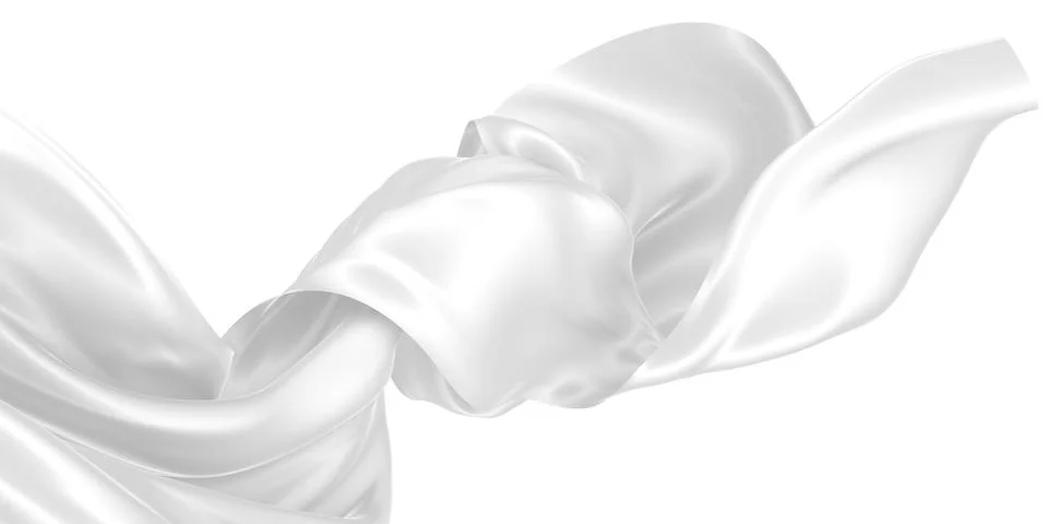 Abstract background of white wavy silk or satin. 3d rendering image. Stock Illustration