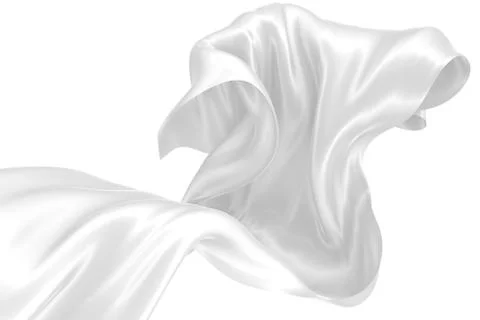 Abstract background of white wavy silk or satin. 3d rendering image. Stock Illustration