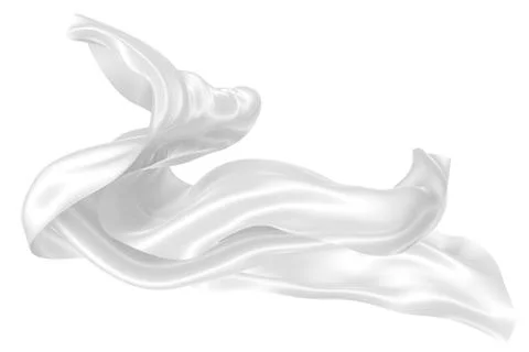 Abstract background of white wavy silk or satin. 3d rendering image. Stock Illustration