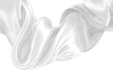 Abstract background of white wavy silk or satin. 3d rendering image. Stock Illustration