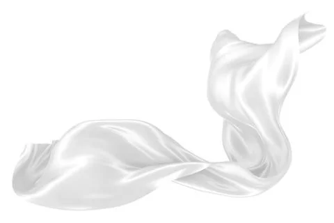 Abstract background of white wavy silk or satin. 3d rendering image. Stock Illustration