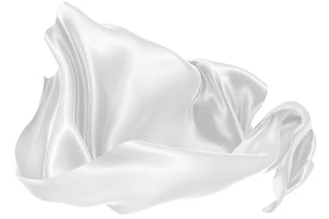 Abstract background of white wavy silk or satin. 3d rendering image. Stock Illustration