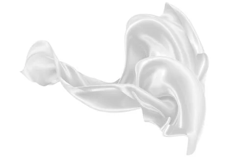 Abstract background of white wavy silk or satin. 3d rendering image. Stock Illustration