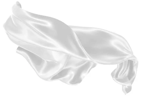 Abstract background of white wavy silk or satin. 3d rendering image. Stock Illustration