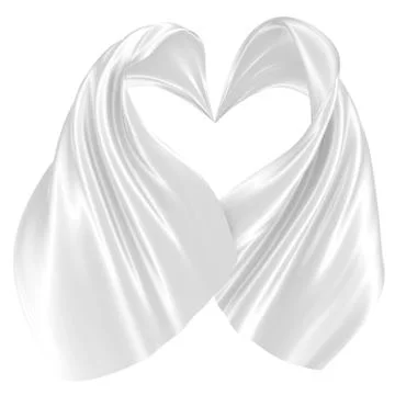 Abstract background of white wavy silk or satin. 3d rendering image. Stock Illustration