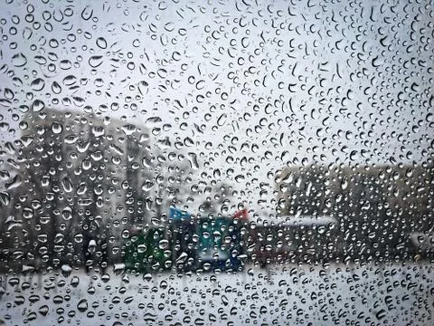 Abstract background, window, blurred, silhouette, wether, rain 写真素材
