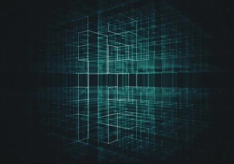 Abstract background with wireframe of transparency cube Stock Illustration