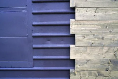 Abstract background with wooden boards and metal construction Stock Photos
