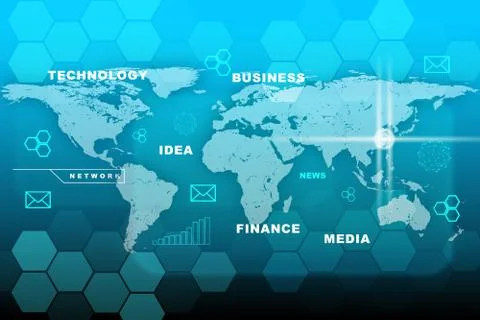 Abstract background with world map Ilustração Stock