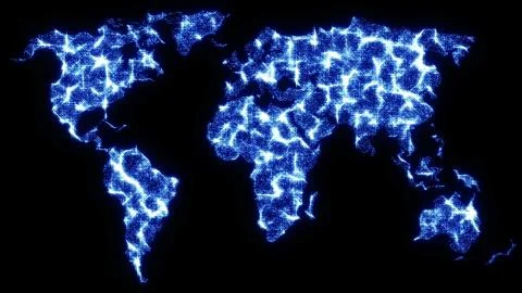 Abstract background of a world map with luminous particles Stock Illustration