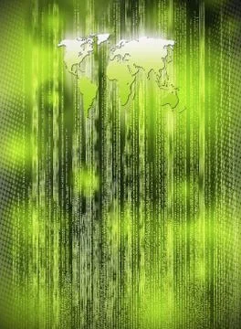 Abstract background with world map matrix style Stock Illustration