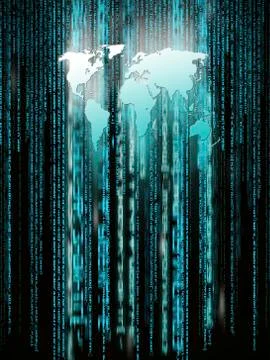 Abstract background with world map matrix style Stock Illustration
