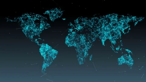 Abstract background of world map with particles and plexus. Stock Footage 82519090