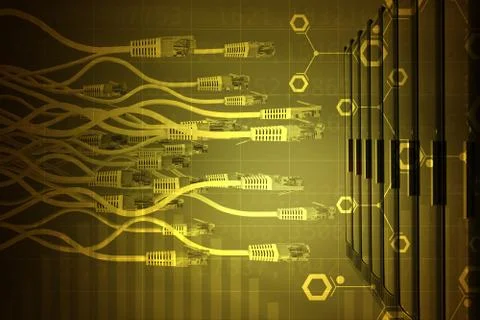Abstract background with yellow computer cables Illustrazione stock