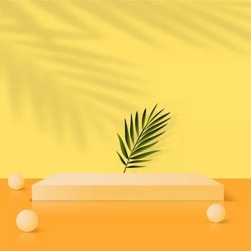 Abstract background with yellow geometric 3d podiums. Vector illustration. Illustrazione stock