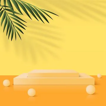 Abstract background with yellow geometric 3d podiums. Vector illustration. Stock Illustration
