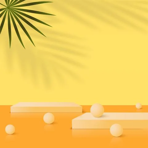 Abstract background with yellow geometric 3d podiums. Vector illustration. Stock Illustration