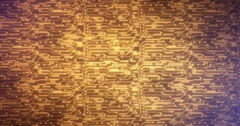 Abstract background of yellow gold computer circuit boards digital hi-tech .. Stock Illustration