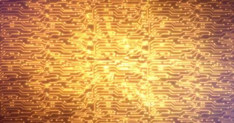 Abstract background of yellow gold computer circuit boards digital hi-tech .. 스톡 일러스트