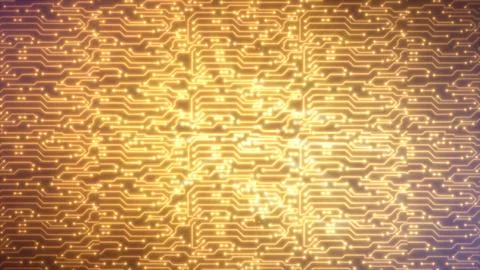Abstract background of yellow gold computer circuit boards digital hi-tech .. Stock Illustration