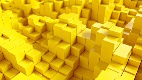 Abstract background with yellow moving cubes. Stock Footage 106817729