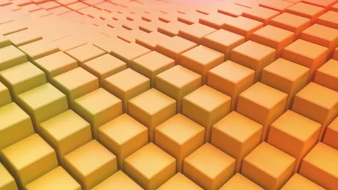 Abstract background with yellow moving cubes. Stock Footage 131634892